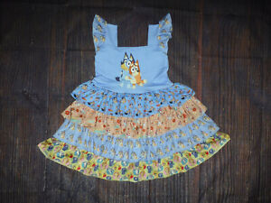 NEW Boutique Bluey Girls Sleeveless Ruffle Twirl Dress