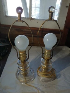 Pair of Mid Century Modern Berger Glass Table Lamp - Picture 1 of 8
