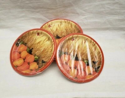 Lot 6 Party Creations Fall Friends Pumpkin Thanksgiving Party 7" Dessert Plates - Image 1 of 4