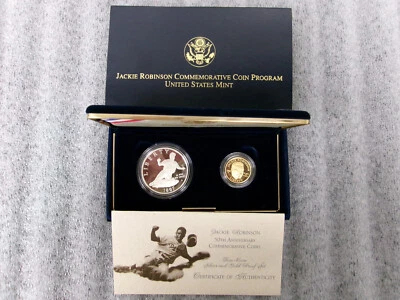 1997 Jackie Robinson 50th Anniversay Gold / Silver Coins. USC00UC0 - Image 1 of 4