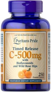 Puritan's Pride Vitamin C-500 mg with Rose Hips Time Release - 250 Caplets - Picture 1 of 1