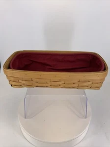 Vintage Signed Longaberger Bread or Cracker Basket 2002 Cloth Liner 14.5”x7.5” - Imagen 1 de 11