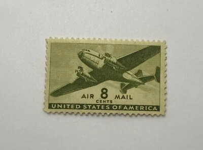 Raro - Sello de 8 centavos de transporte por correo aéreo de 1941 verde oliva como nuevo nunca montado original Foto 1 de 4