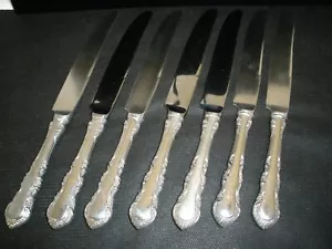 7 REED & BARTON Mirrorstele STERLING SILVER Handle Dinner Knives Lot - Picture 1 of 8