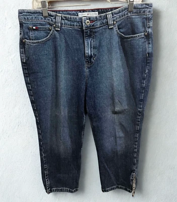 Jeans vintage Tommy Hilfiger feminino 14 reto recortado Y2K jeans retrô boho - Imagem 1 de 4