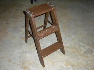 ROUGH - GLUE RESIDUE Vintage 22" High 2 Step Small Steps Folding Wooden Ladder - Picture 1 of 18