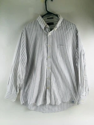 Land's End Shirt Men's Size 16.5 - 33 White Red Blue Striped Button Up - Image 1 of 4