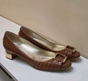 Mocasines Jimmy Choo de cuero en relieve marrón coñac cocodrilo talla 9,5 - Imagen 1 de 12