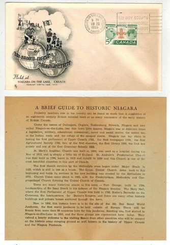 CANADA 1955 BOY SCOUTS 8th WORLD JAMBOREE & 2 SIDED INSERT NIAGARA ON THE LAKE Cover
