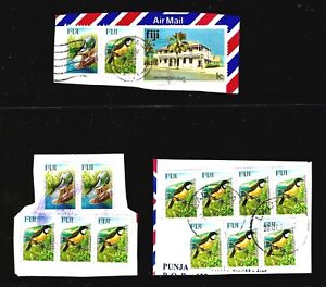 15X FIJI. VARIOUS STAMPS ON PAPER, WITH INTERESTING PMARK, FU