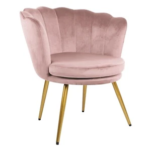 Genesis Flora Accent Tub Chair Scallop Armchair Petal Back Gold Legs-Silver Pink - Picture 1 of 7