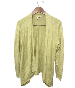 Eileen Fisher drapierte Leinenmischung Strickjacke Damen große Taschen erbsengrün - Bild 1 von 7