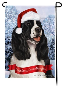 Caro Babbo Natale, Define Naughty Garden Flag - Springer Spaniel bianco e nero 133 - Foto 1 di 1