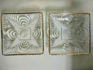2 platos cuadrados Hazel-Atlas #574 vidrio transparente borde dorado almuerzo ensalada 6"x 6"  - Imagen 1 de 6