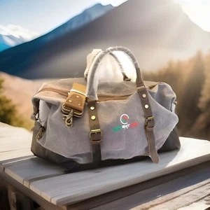 Mens Travel Weekender Duffle Bag Gym Resort Canvas Leather Rare Design 20" X 11" - Picture 1 of 20