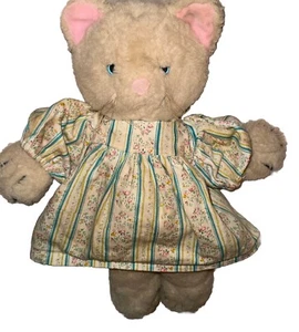 Vtg Farm Floppies Kitty Kitten Plush 1984 North American Bear Co. Dress 15” - Picture 1 of 10