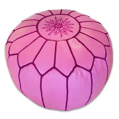 Leder Sitzhocker orientalische Sitzkissen Pouf Pouffe Ottoman Sitz kissen pink - Bild 1 von 4