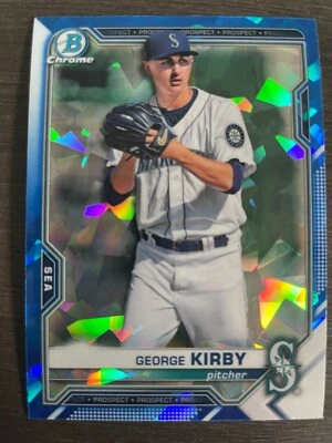2021 Bowman Chrome George Kirby Sapphire Edition Blue Cracked Ice BCP-117 - Image 1 of 2