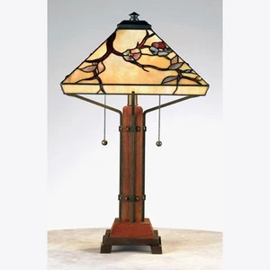 Quoizel TF6898M Grove Park Tiffany 23-1/2" 2-Light Table Lamp in Multi Finish - Picture 1 of 2