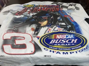 VTG 90’s Dale Earnhardt Dale Jr Busch Champs Nascar T-Shirt XL All Over Print - Picture 1 of 9
