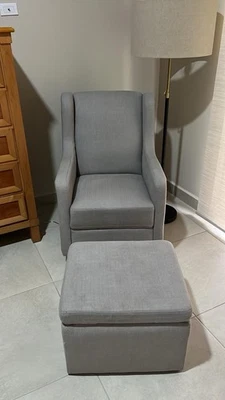 Carter's by daVinci Adrian Swivel Glider with Storage Ottoman Gray - Image 1 of 4