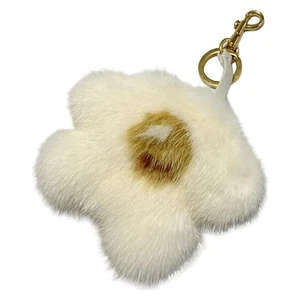Auth Anya Hindmarch - White Beige Multi Fur Leather Hardware Bag Charm - Picture 1 of 4