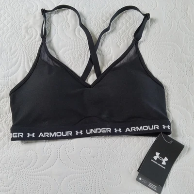 Under Armour Compression Crossback 运动文胸女式 S 黑色轻质支撑全新带标签 — 第 1/4 张图片