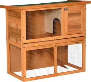 Gabbia per Conigli Conigliera Da Esterno in Legno Di Abete 90 X 45 X 80Cm - Foto 1 di 12