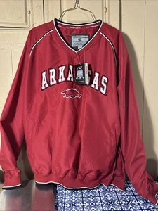 Herren Arkansas Razorback Rundhalsausschnitt Windbreaker Jacke Größe Large UofA Vintage - Bild 1 von 19