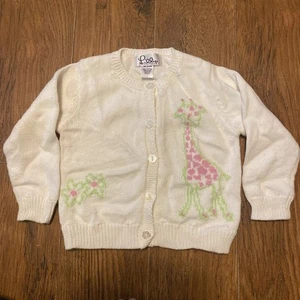 Girls Lilly Pulitzer Cardigan Giraffe Pink Green Ivory Sz 18 24 M - Picture 1 of 3