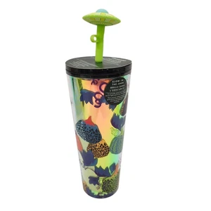 Starbucks UFO Halloween 2022 Glow in the Dark Cold Cup Tumbler 24oz NEU mit Strohhalm - Bild 1 von 7