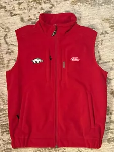 DRAKE WATERFOWL ARKANSAS RAZORBACKS RED FLEECE WINDPROOF VEST MENS L LARGE - Picture 1 of 5