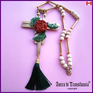 Cross Wood Talisman Pendant Wicca Amulet Magic Rite Witchcraft Rosicrucian Rose - Picture 1 of 24