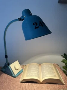 Vintage Lampe Schreibtischlampe Blau Spage Age POP ART retro 70s mit Dimmer - Bild 1 von 9