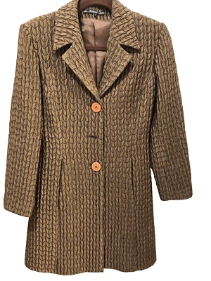 Womens Vintage Astuces Paris Dress Coat Sz 1 Small Bronze Black Missing Button - Image 1 of 4