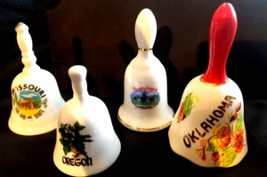 State Bell Collectibles Set of 4 Missouri Oregon Pennsylvania Oklahoma 3 1/4-5" - Imagen 1 de 3