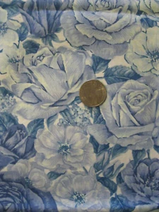 Beautiful Blue Rose Floral Cotton Quilt Fabric 1 yard + 26 inches x 44" Wide - Picture 1 of 3