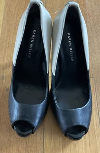Women’s Karen Millen Peep Toe Nude/ Black Heels Size 37 - Picture 1 of 4