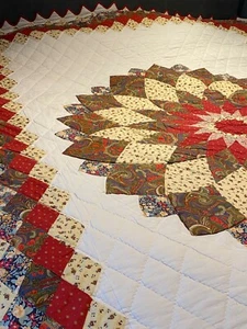 Cotton Patchwork Medallion Pointed Edge Quilt - 78"X 96" - Picture 1 of 13