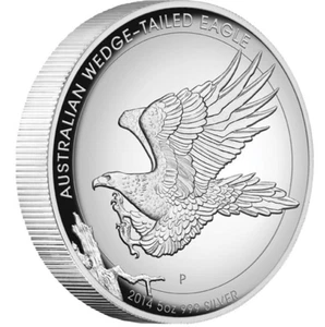 8 $ Dollar Wedge-Tailed Eagle High Relief Australien 5 oz Silber PP 2014 - Picture 1 of 4