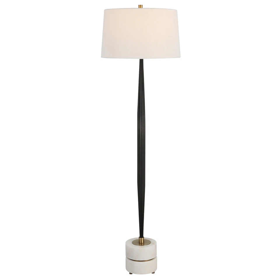 Uttermost 30123 Miraz Floor Lamp Cast Iron and Brushed Brass with White Marble
