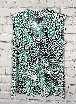 Blusa plisada para mujer Dana Buchman talla M sin mangas carrera oficina usada en excelente estado Foto 1 de 4