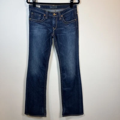 Pantalones de mezclilla Big Star Casey para mujer azul oscuro desgastados tiro ultra bajo talla 28 largos Foto 1 de 4