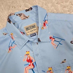 RSVLTS Shirt Men Medium Blue Sandlot Beast Dog Lifeguard Wendy Peffercorn Casual - Picture 1 of 10