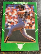 Jose Canseco A's 1990 Green Glossy Home Plate Swinging Pose RARE UNLICENSED CARD