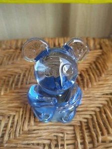 Handmade Art Glass Mouse Paperweight Figurine Collectible Blue 3" X 2" - Picture 1 of 8