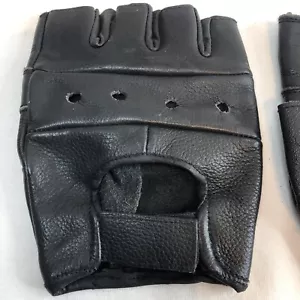 Genuine Leather Men’s Fingerless Weight Lifting Gloves Cycling Wheelchair Drive - Picture 1 of 6