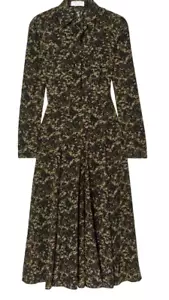 Michael Kors Collection Camouflage-Print Silk Crepe De Chine Midi Dress sz 6 - Picture 1 of 7