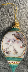 Bradford Editions Christmas Ornament 4.5" Green Bird Robin Family Porcelain - Picture 1 of 4