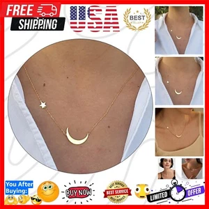 Gold Pendant Necklace with Beautiful Sideways Star - Perfect Gift in Jewelry Box - Picture 1 of 11
